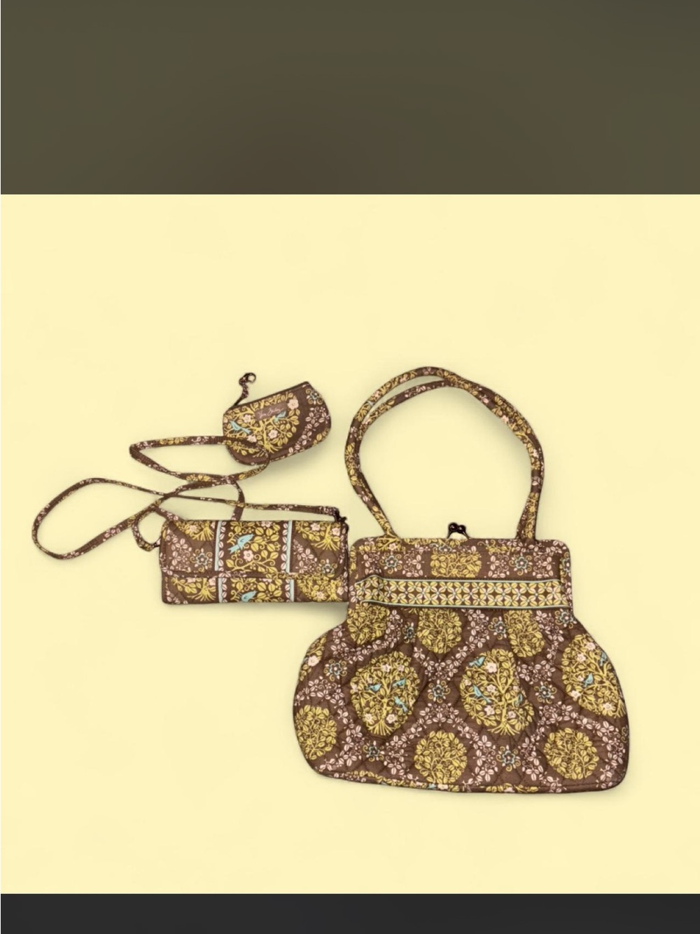 Retired Vera Bradley Three Piece Matching Bundle “Sittin’ in a Tree” Pattern